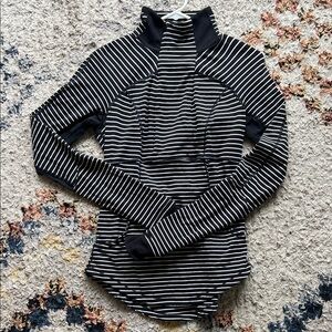 Black and White lululemon Striped Quarter zip